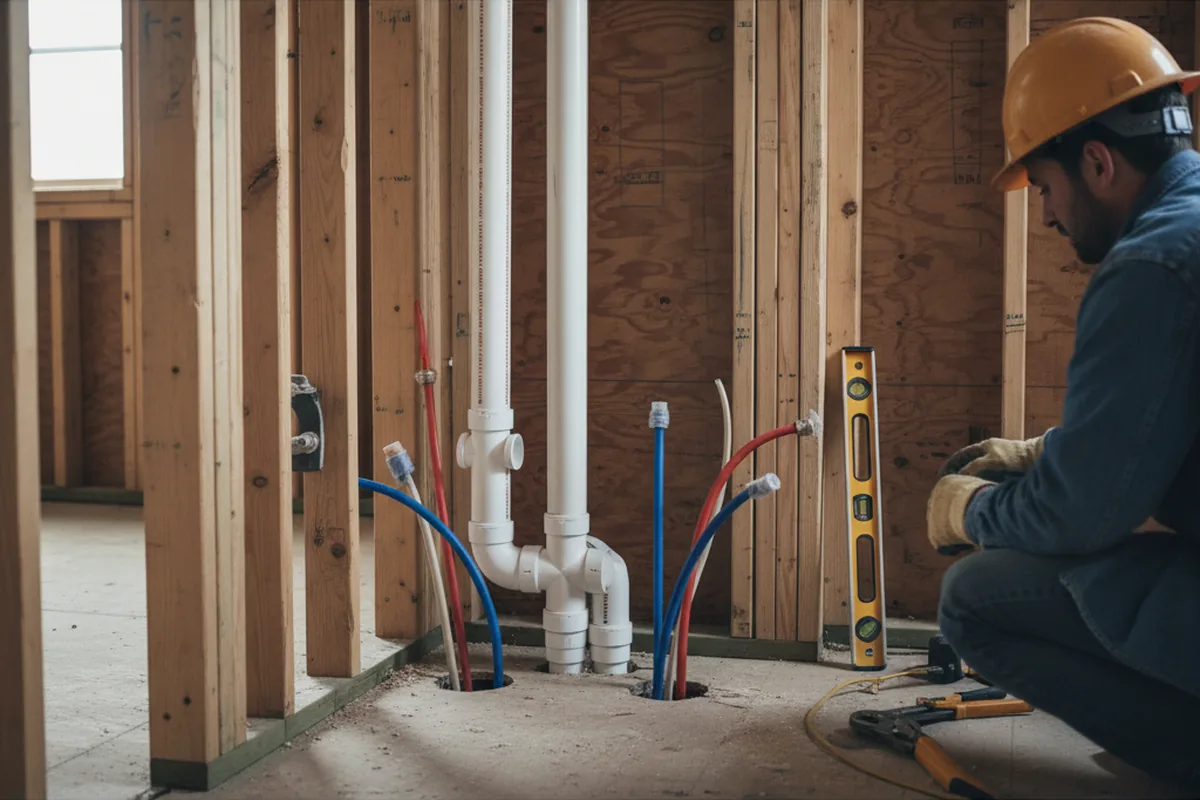 Drain and supply rough-in during Garbage Disposal Repair in Centereach
