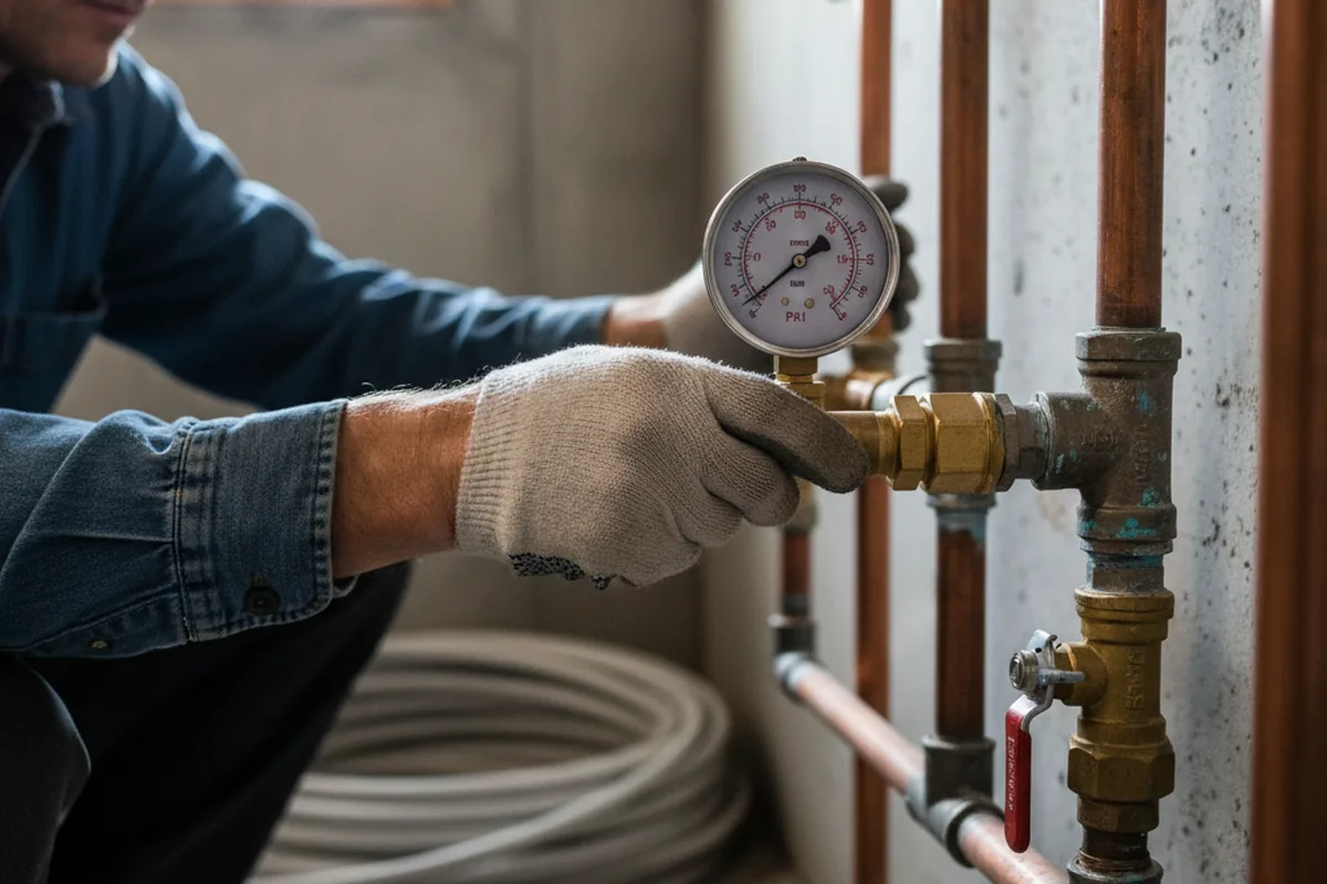 Pressure testing a repaired line during Water Line Repair in Centereach